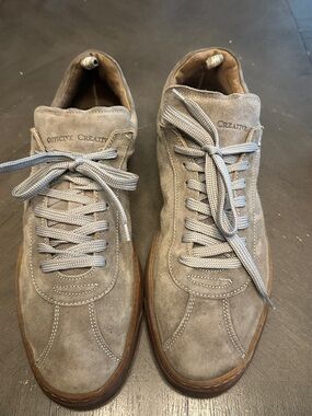 Officine Creative Men's Suede Sneakers in Taupe and Brown Sole